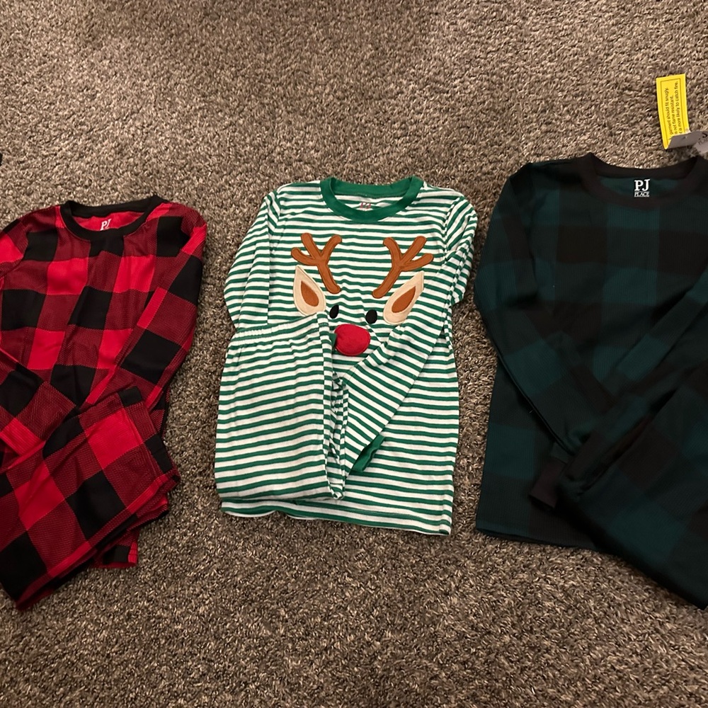 THREE pack unisex Xmas pajamas size 12